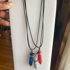 Red White and Blue Resin Necklace Trio